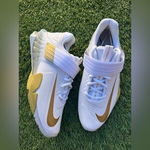 Nike Savaleos White Metallic Gold Weightlifting Shoes CV5708-101 Men’s Sz 9
